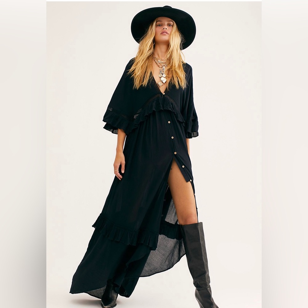 FREE PEOPLE Paradiso Maxi Dress, Black, Size SMALL, worn once